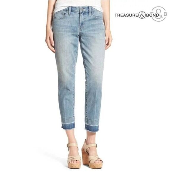 Treasure & Bond‎ Women's Release Hem Crop Boyfriend Jeans - Picture 6 of 6